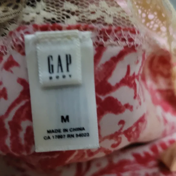 Red Envelope & Gap 100% Silk Pink Red Patterned Chemise Dress Set M Lingerie - Picture 3 of 4